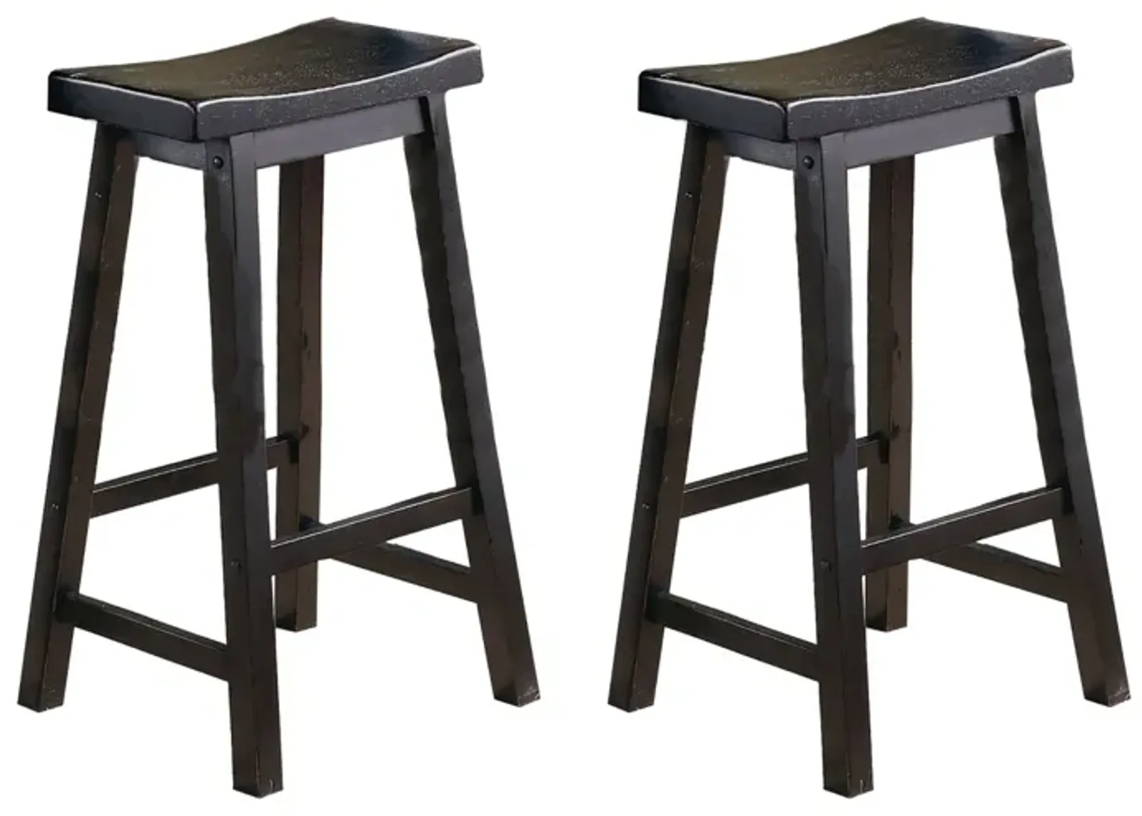 Finish 29-Inch Bar Height Stools Set Of 2 Piece Saddle Seat Solid Wood Casual Dining Home Furniture