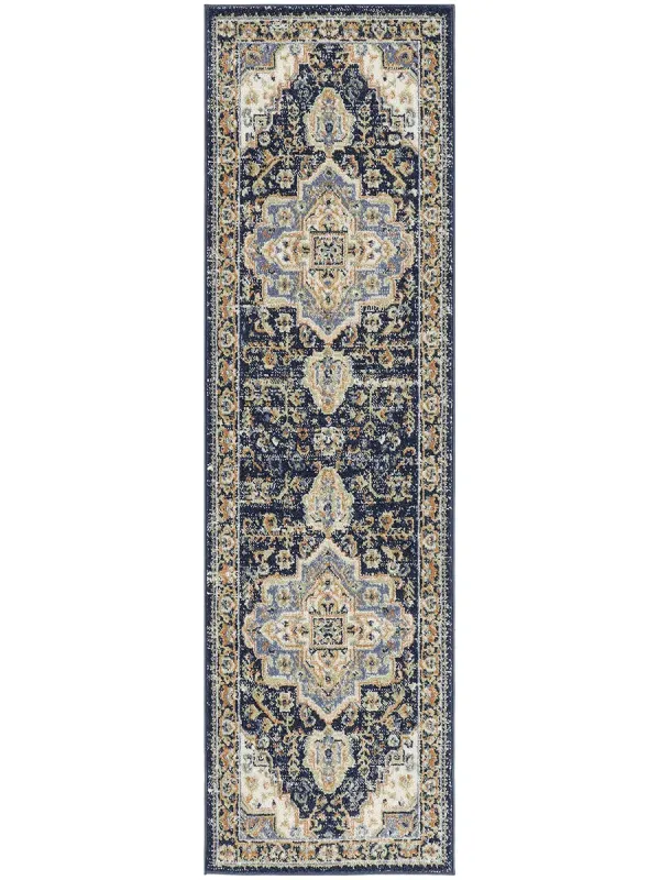 Nourison Essentials Persian NRE07 Navy 2'2" x 7'6" Rug