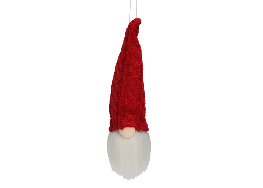 6.25" Red and White Gnome Head with Hat Hanging Christmas Ornament