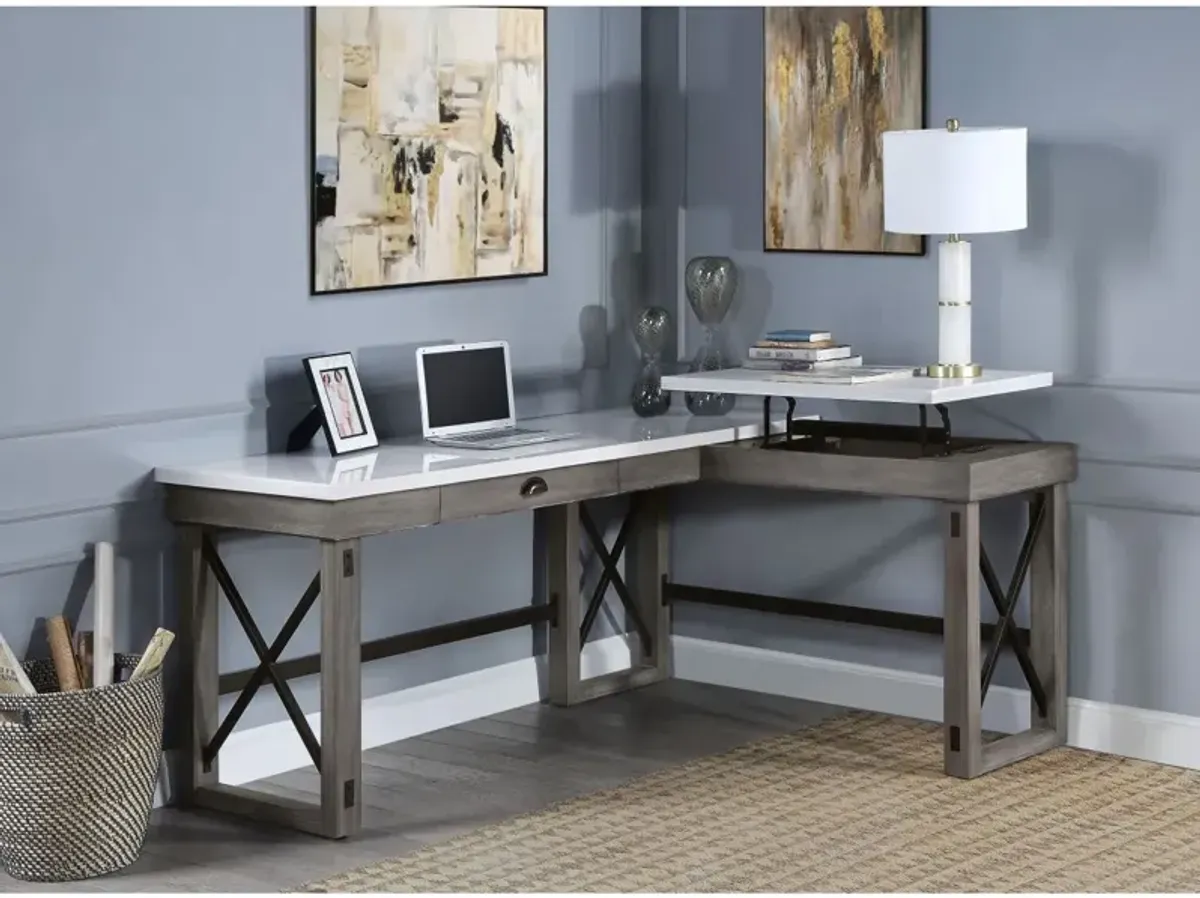 Talmar Writing Desk w/Lift Top in Marble Top & Weathered Gray Finish OF 00056