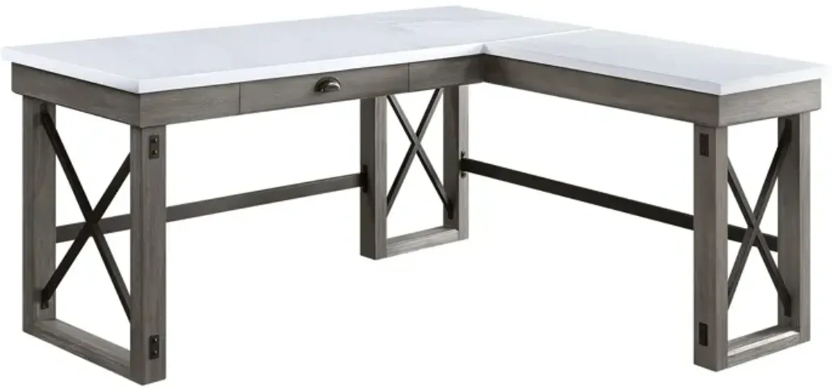 Talmar Writing Desk w/Lift Top in Marble Top & Weathered Gray Finish OF 00056