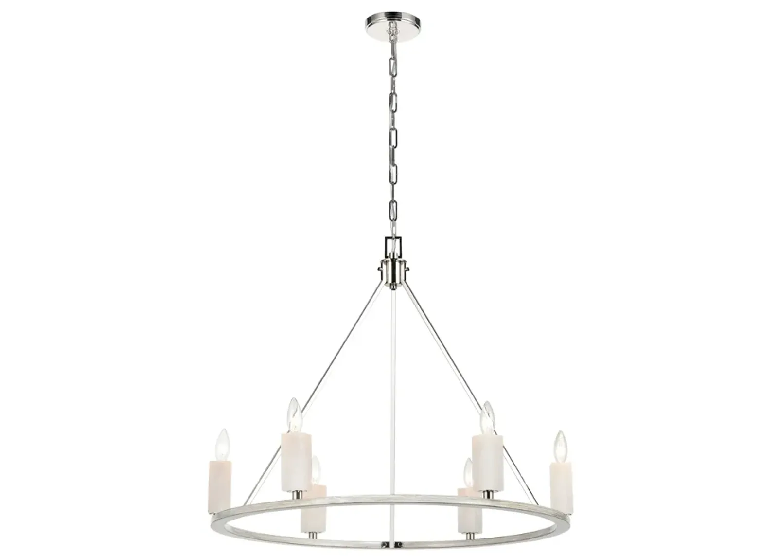 White Stone 30" wide 6 light Chandelier