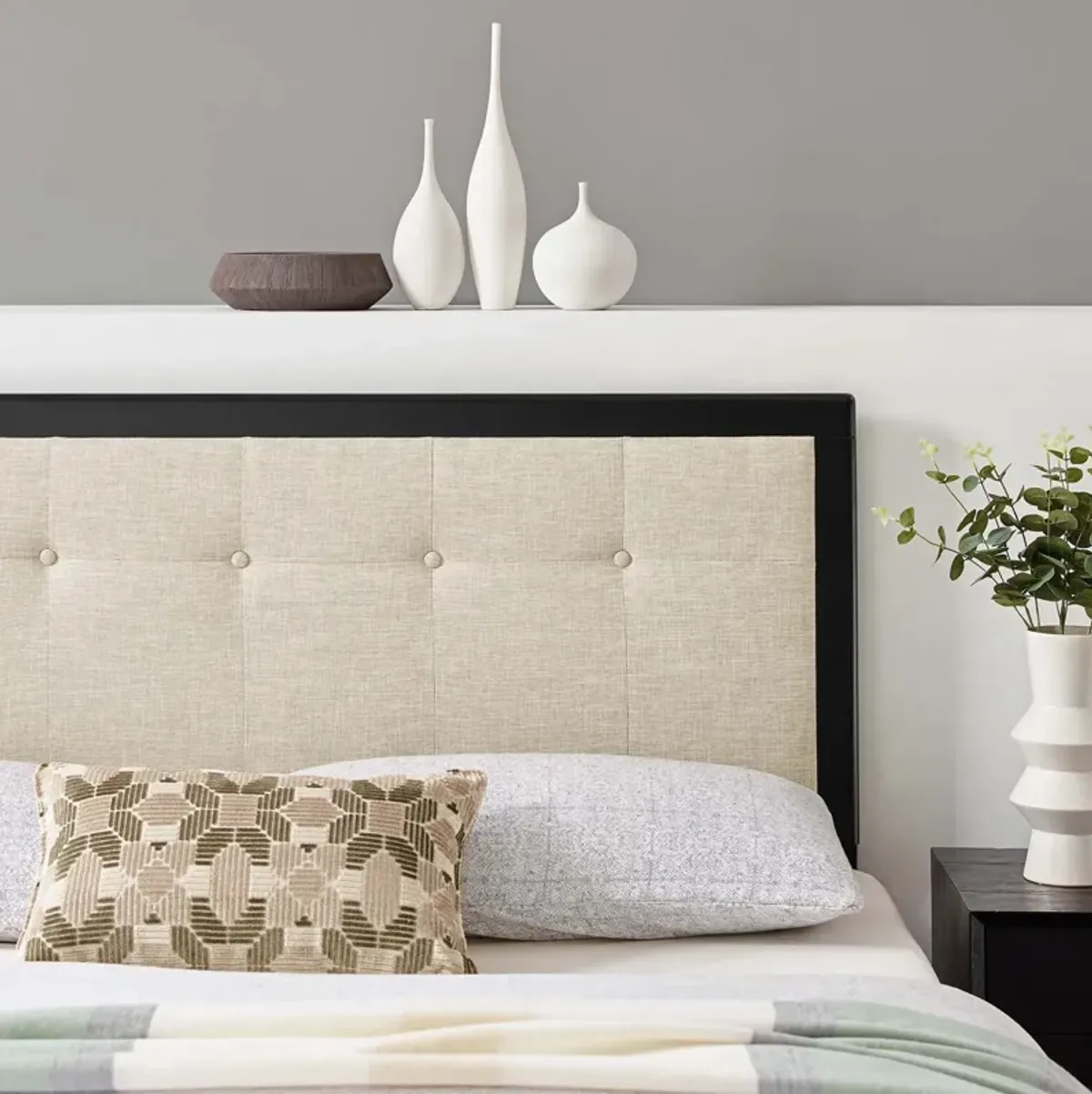 Modway - Draper Tufted King Fabric and Wood Headboard