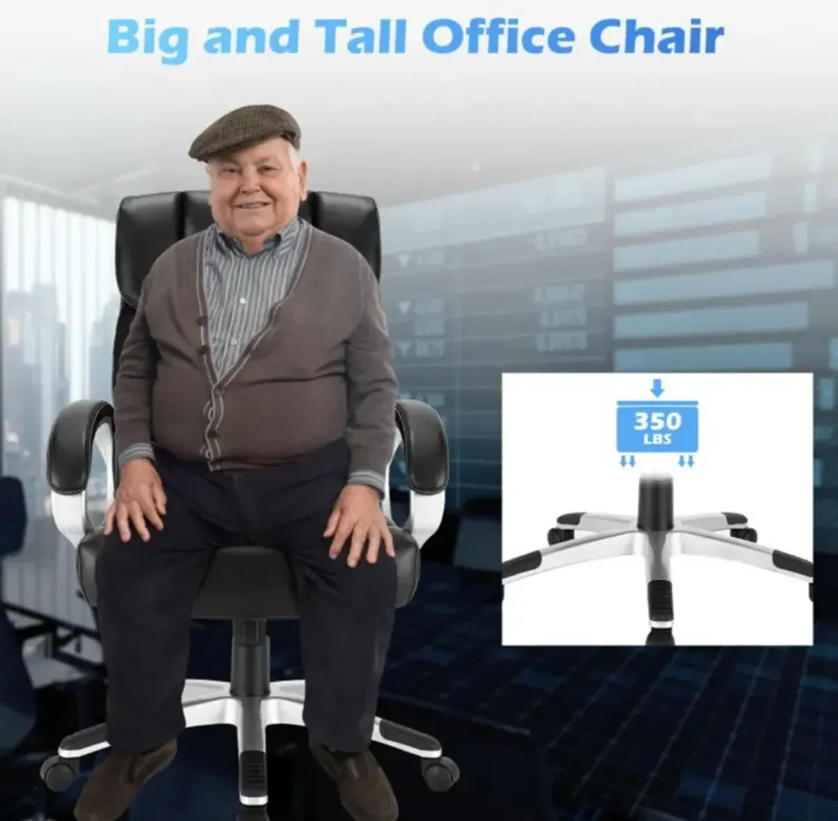 Hivvago Big and Tall Adjustable High Back Leather Executive Computer Desk Chair