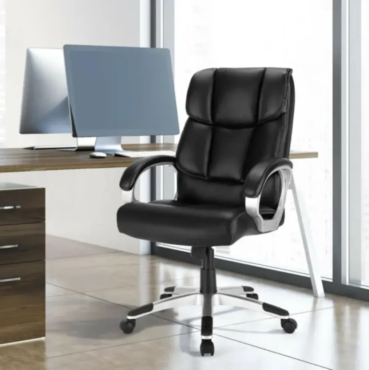 Hivvago Big and Tall Adjustable High Back Leather Executive Computer Desk Chair