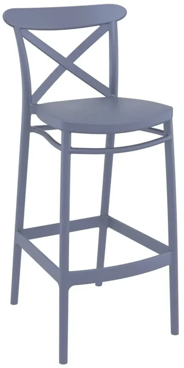 41.75" Olive Green Solid X Accented Outdoor Patio Bar Stool