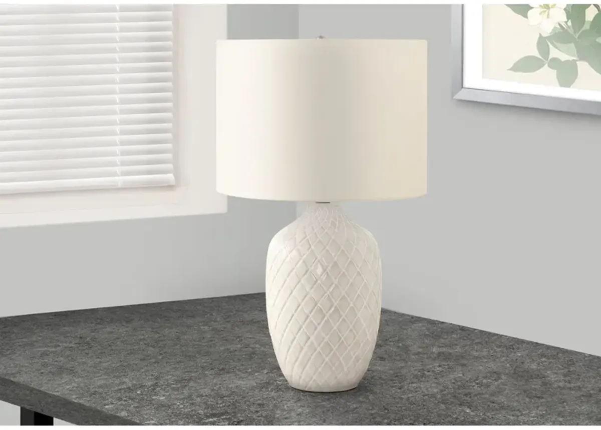 Monarch Specialties I 9707 - Lighting, 25"H, Table Lamp, Cream Ceramic, Ivory / Cream Shade, Transitional