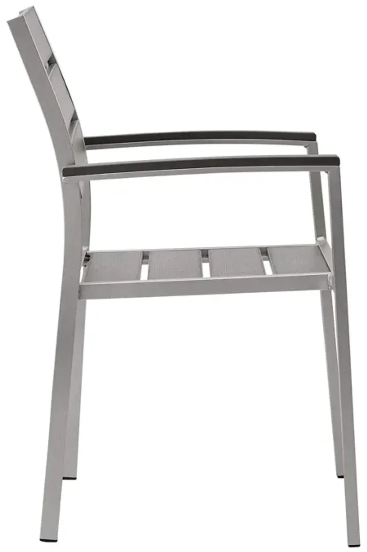 Modway EEI-3130-SLV-GRY Shore Outdoor Patio Aluminum Silver Gray, One Dining Wood Armchair