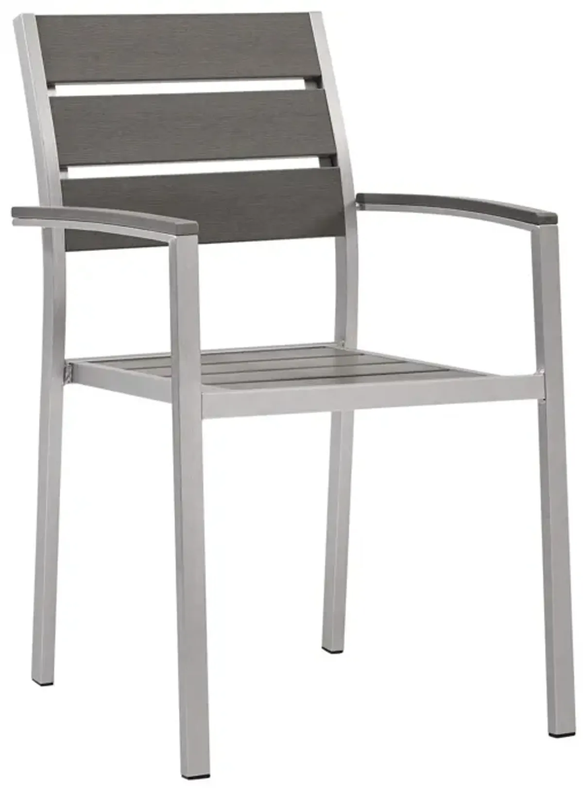 Modway EEI-3130-SLV-GRY Shore Outdoor Patio Aluminum Silver Gray, One Dining Wood Armchair