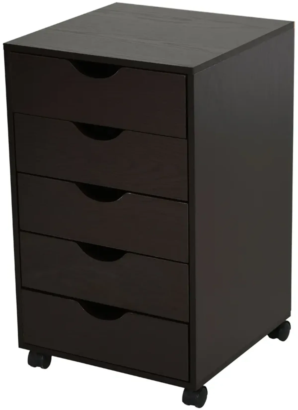 Brown Minimalist Organizer: 5-Drawer File Cabinet with Wheels