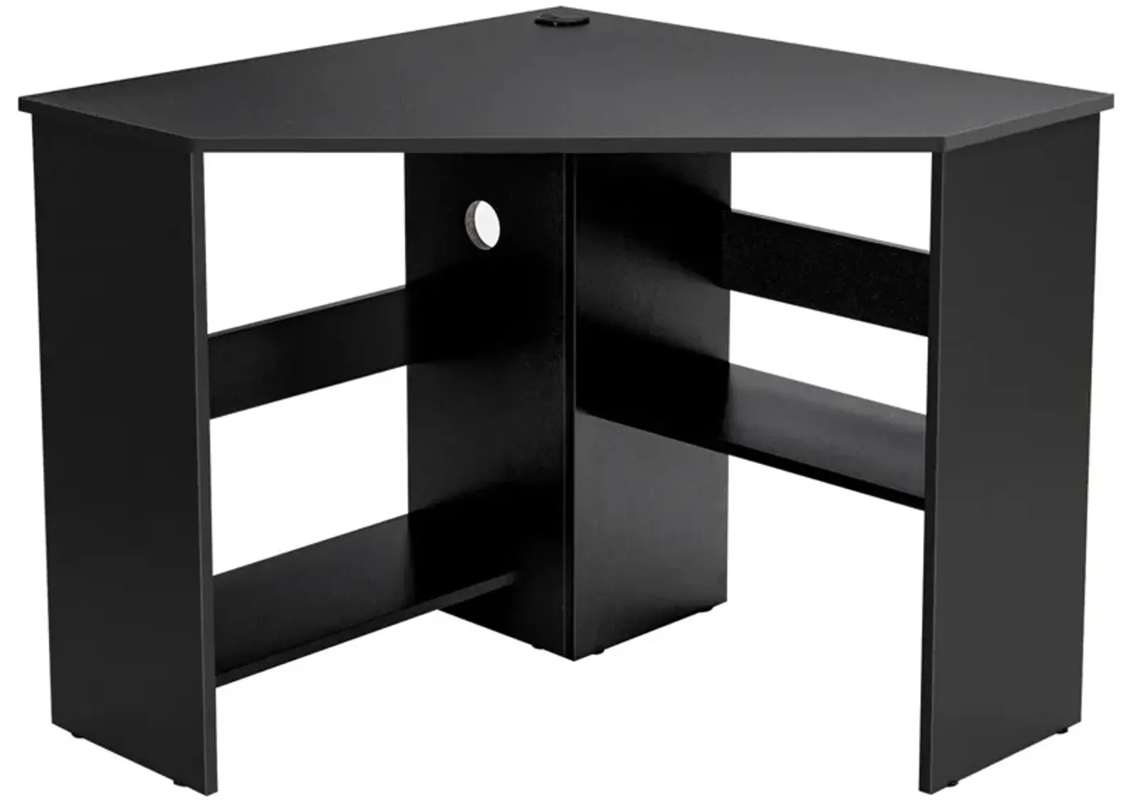 Corner Computer Desk Triangle Writing Workstation with Storage Shelf