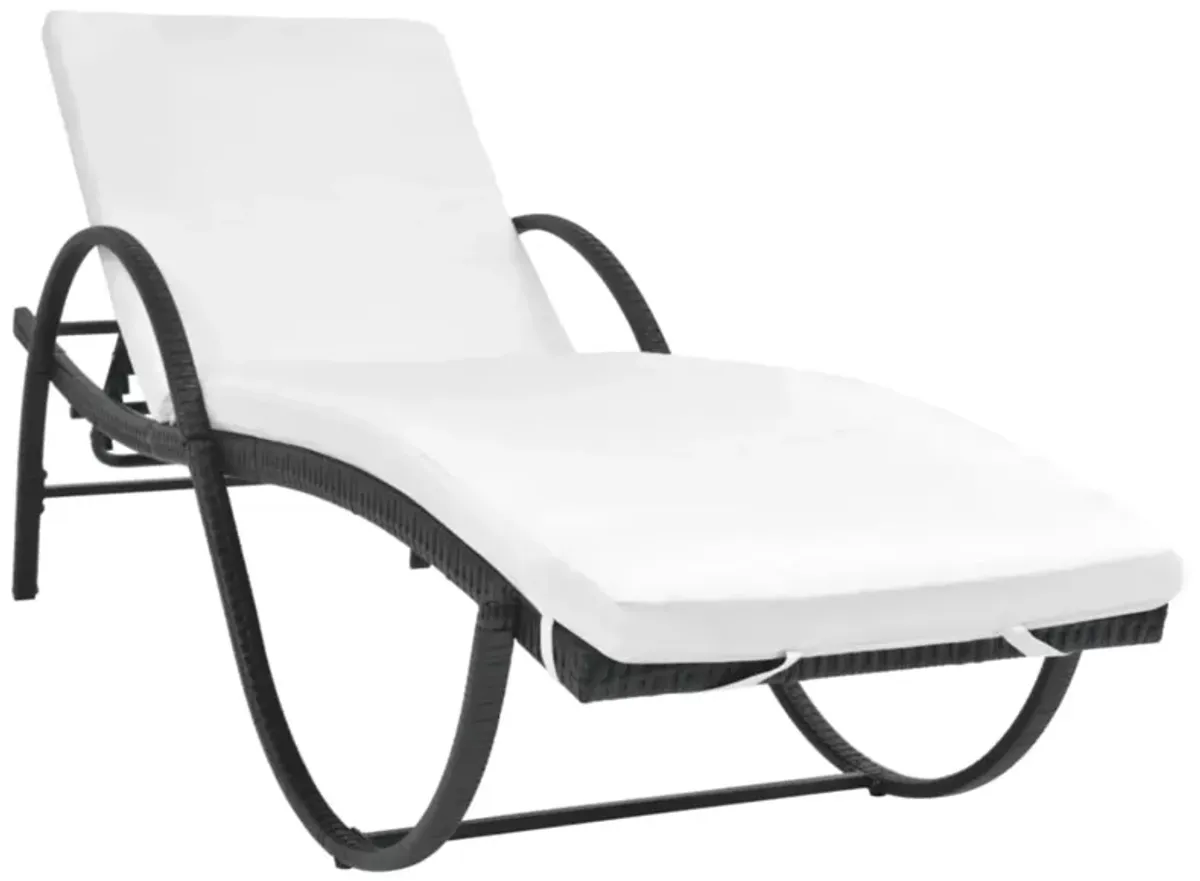 vidaXL Sun Loungers 2 pcs with Table Poly Rattan Black