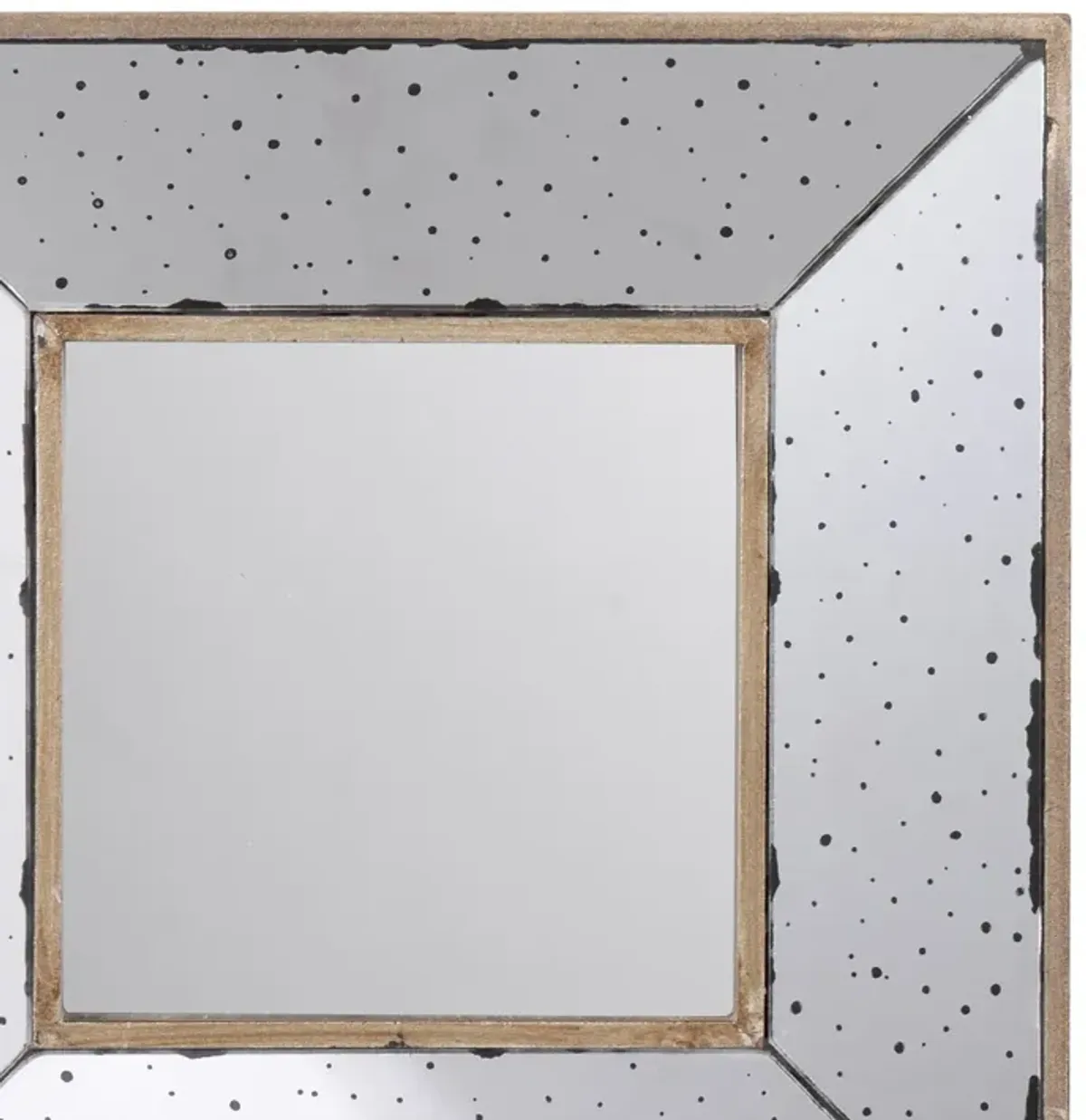 Joe 12 Inch Square Wall Mirror, 3 Dimensional, Speckled Off White and Brown-Benzara