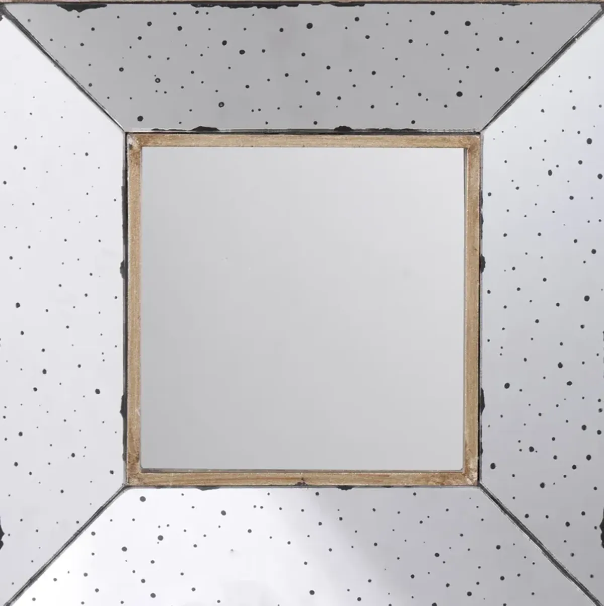 Joe 12 Inch Square Wall Mirror, 3 Dimensional, Speckled Off White and Brown-Benzara