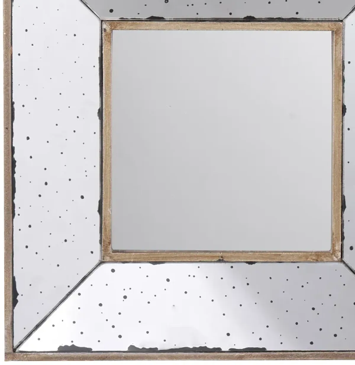 Joe 12 Inch Square Wall Mirror, 3 Dimensional, Speckled Off White and Brown-Benzara