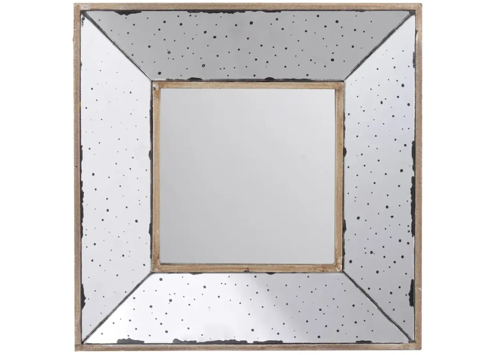 Joe 12 Inch Square Wall Mirror, 3 Dimensional, Speckled Off White and Brown-Benzara