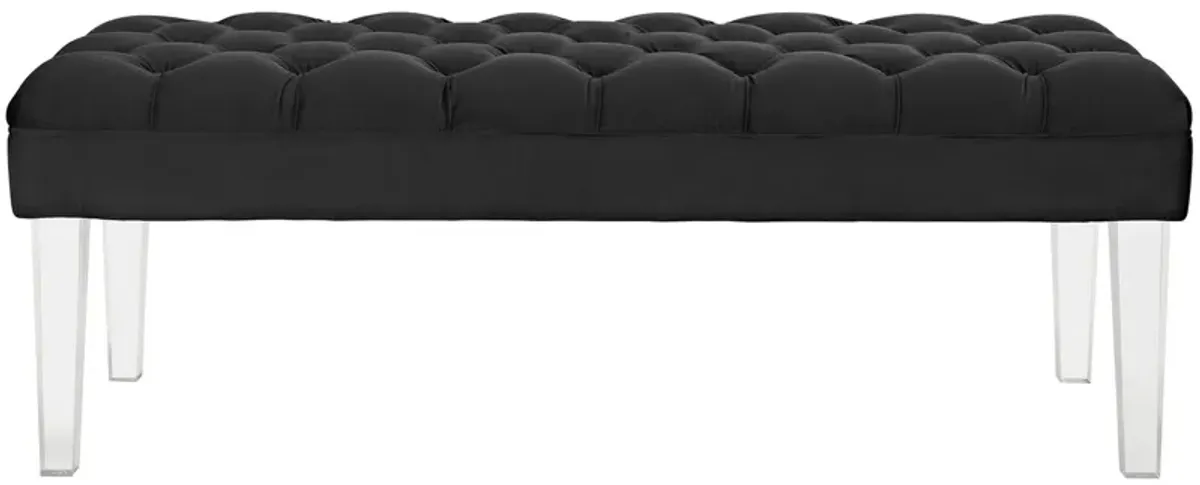 Valet Velvet Bench, Black-Benzara