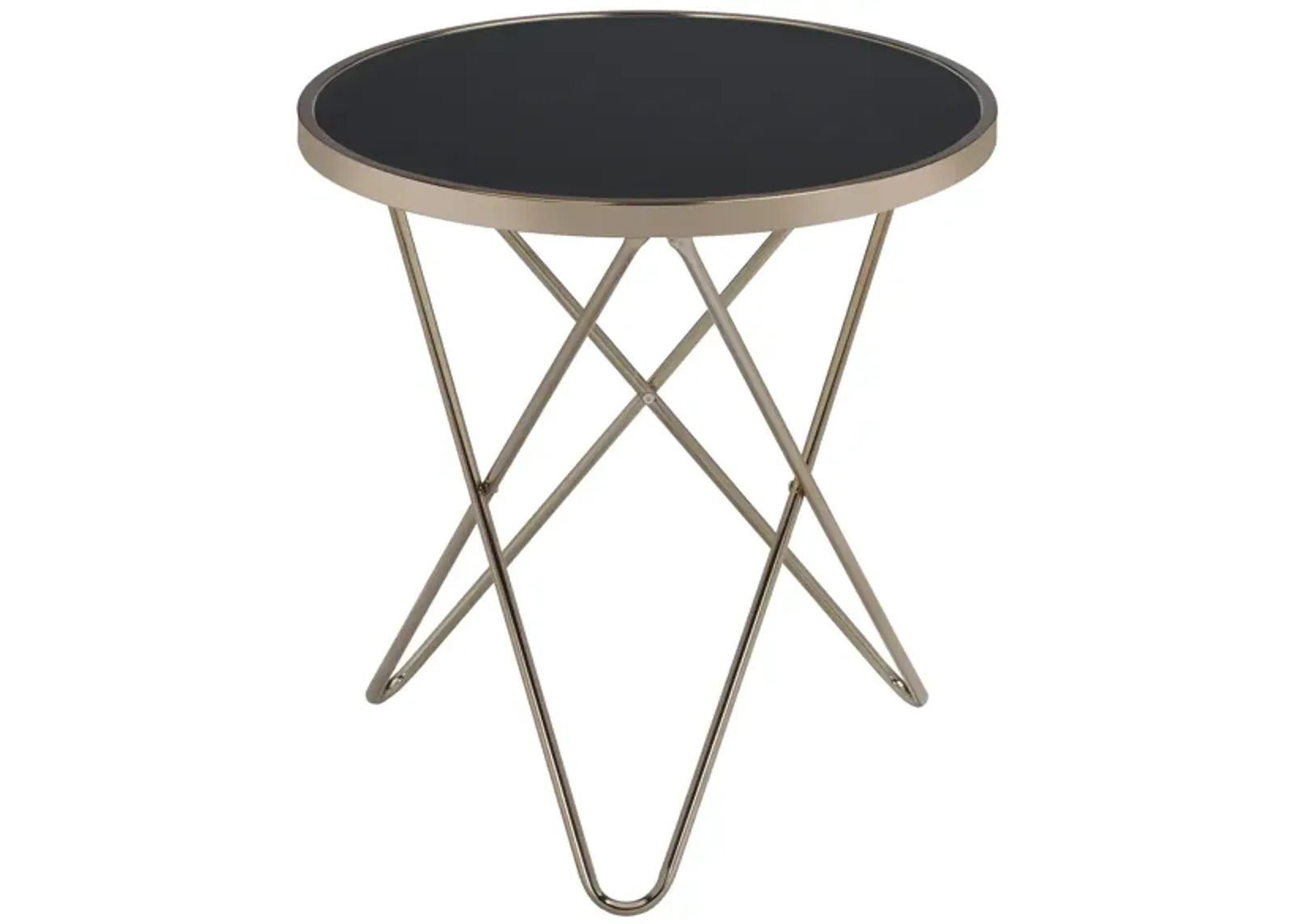 ACME Valora End Table, Champagne & Black Glass