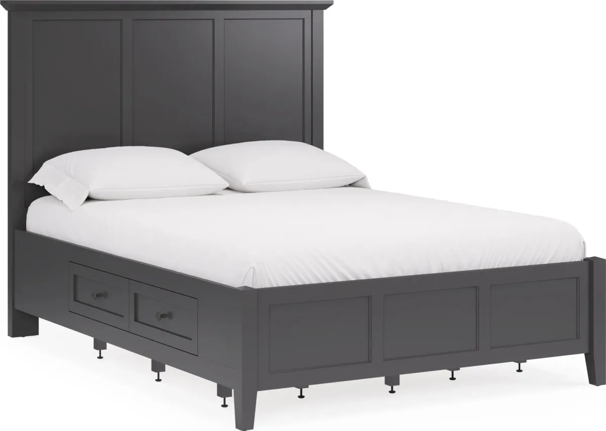 Grace California King-size Four Drawer Platform Storage Bed in Raven Black