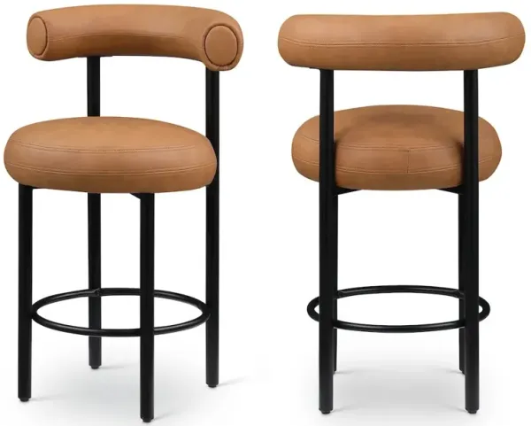 Meridian Furniture Bordeaux Vegan Leather Counter Stool, Set of 2