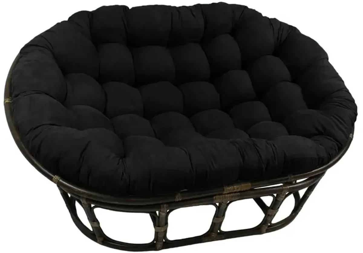 Rattan Double Papasan Chair with Microsuede Cushion