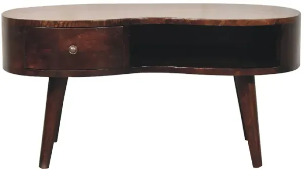 Light Walnut Wave  Solid Wood 1 Drawers Coffee Table