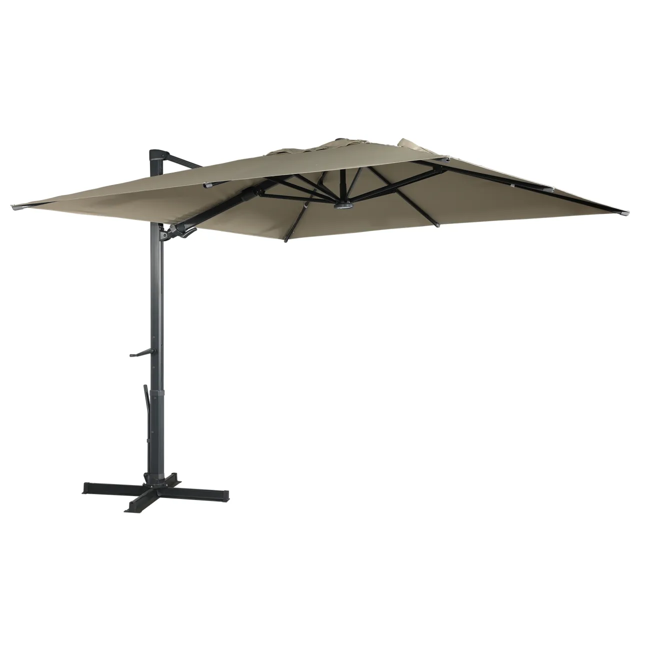 MONDAWE 10ft Square Solar LED Cantilever Patio Umbrella for Outdoor Shade