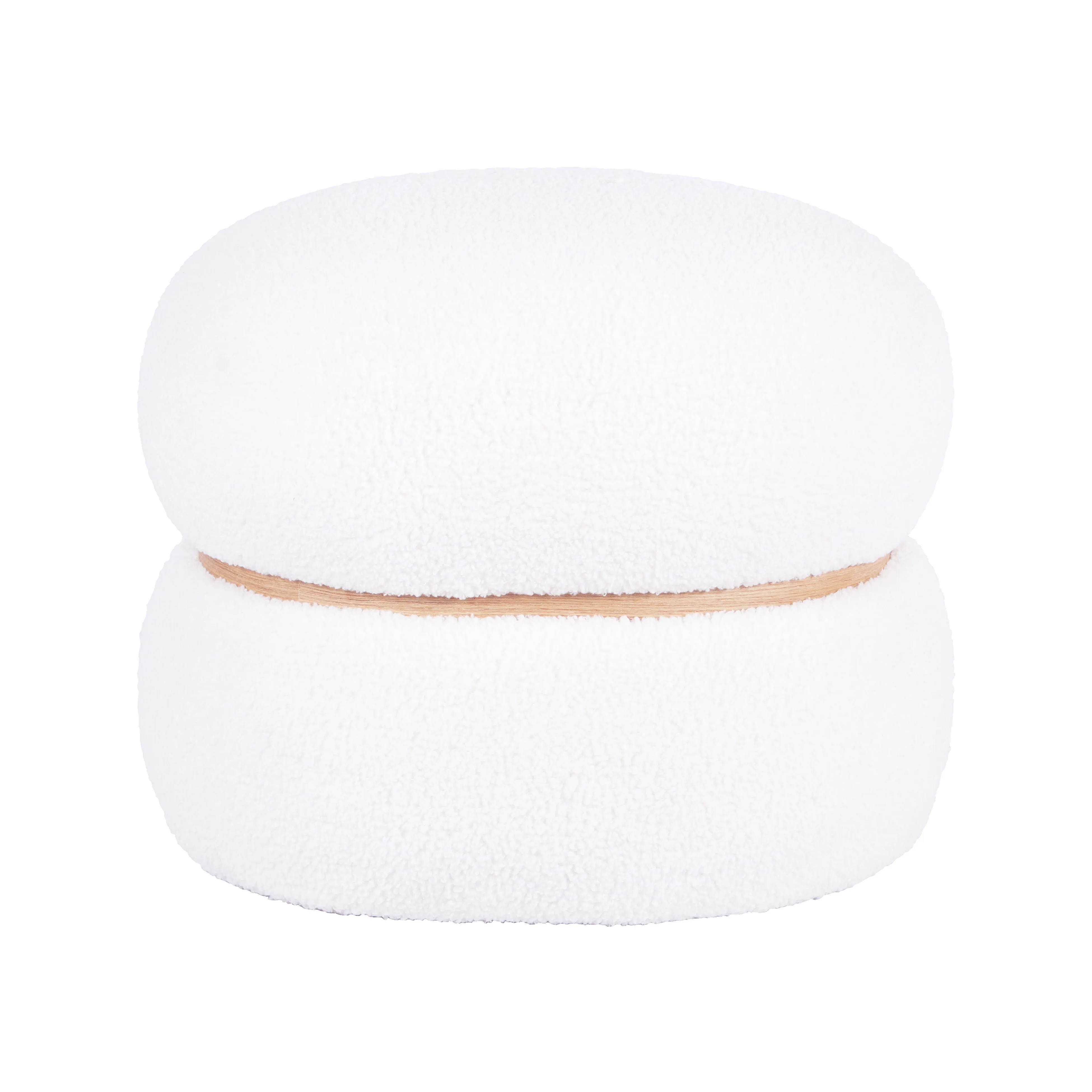 Helga White Vegan Shearling Oval Ottoman