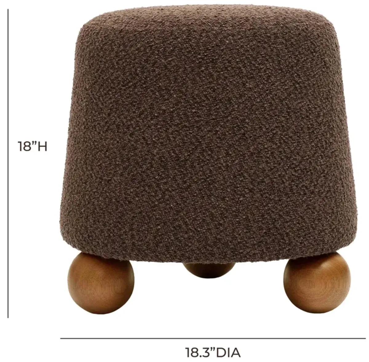 Jaine Chocolate Brown Boucle Stool