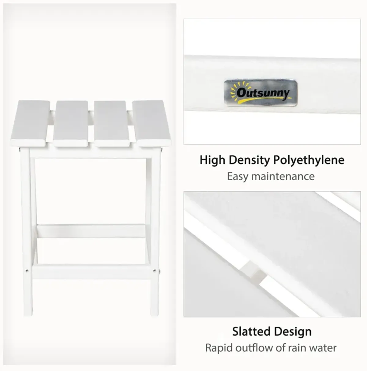 HDPE Outdoor Table: 18" Square End Table for Adirondack Chairs