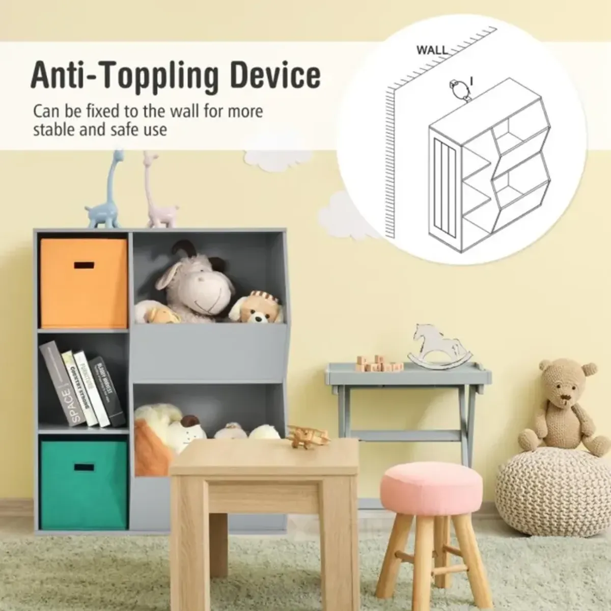 Hivvago Kids Toy Storage Cabinet Shelf Organizer