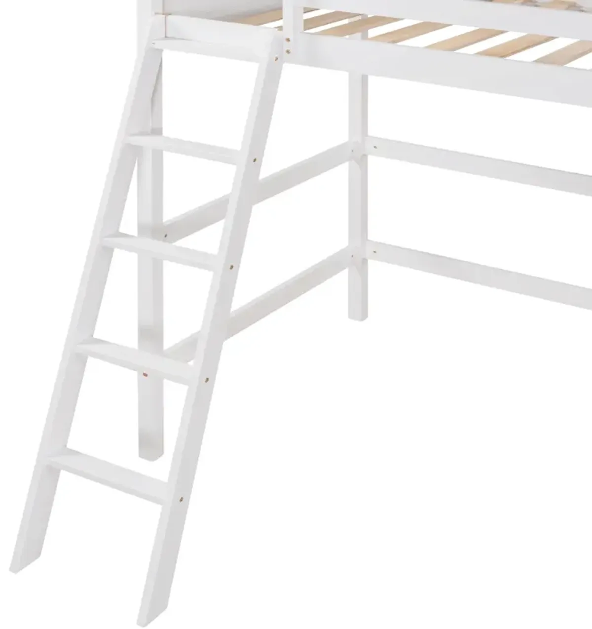 Solid Wood Twin Size Loft Bed with Ladder