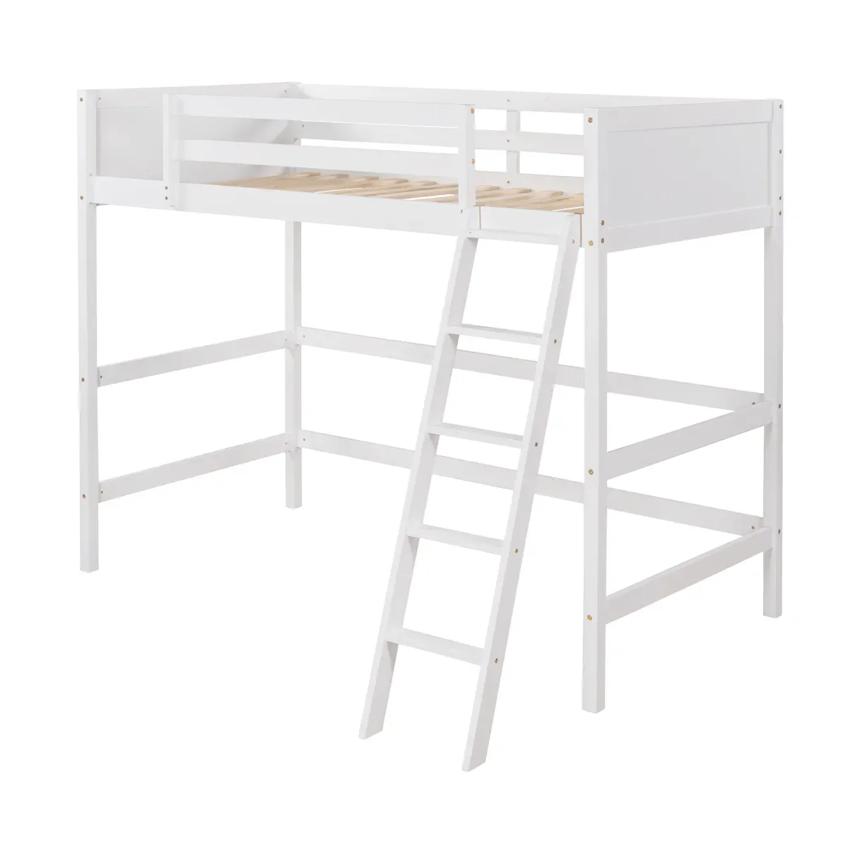 Solid Wood Twin Size Loft Bed with Ladder