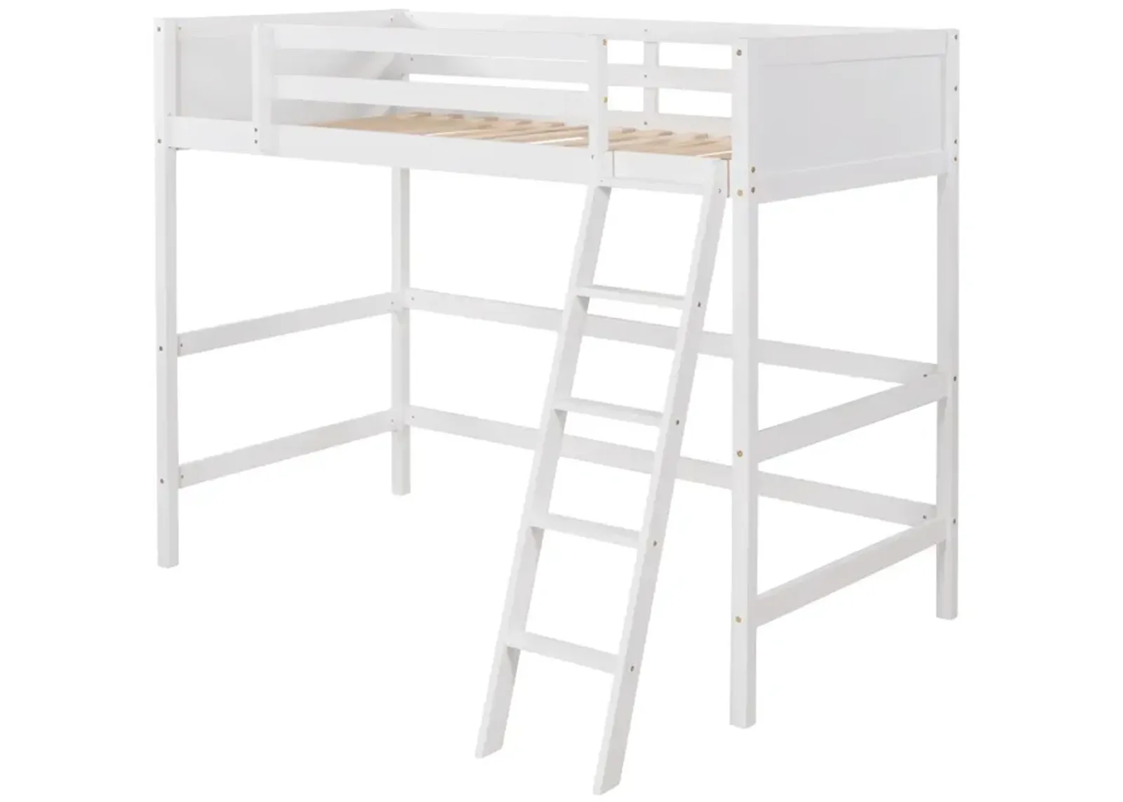 Solid Wood Twin Size Loft Bed with Ladder