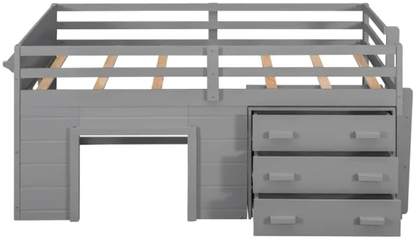 Merax Loft Bed with Cabinet and Shelf