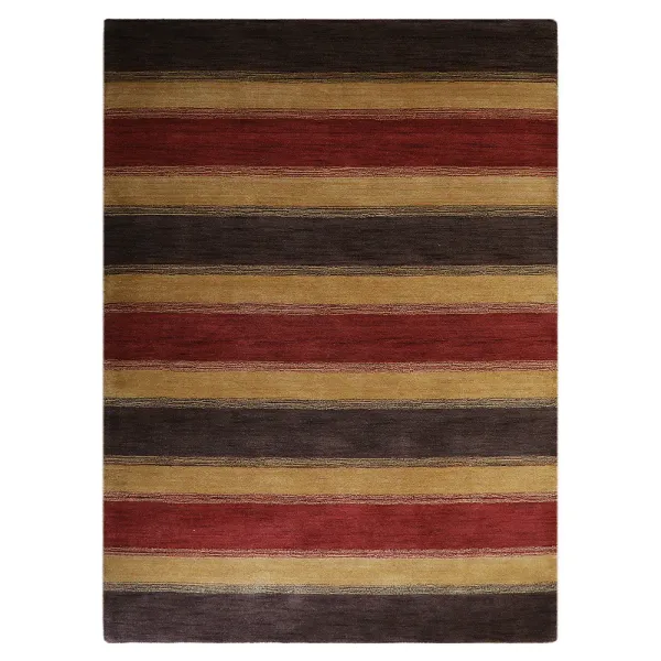 RUGSOTIC CARPETS HAND KNOTTED LOOM WOOL ECO-FRIENDLY AREA RUGS  - 6'x9', Rectangle, Brown Gold Color, Contemporary Modern Design, High Pile Thick Handmade Anti Skid Rugs for Living Room (L00204)