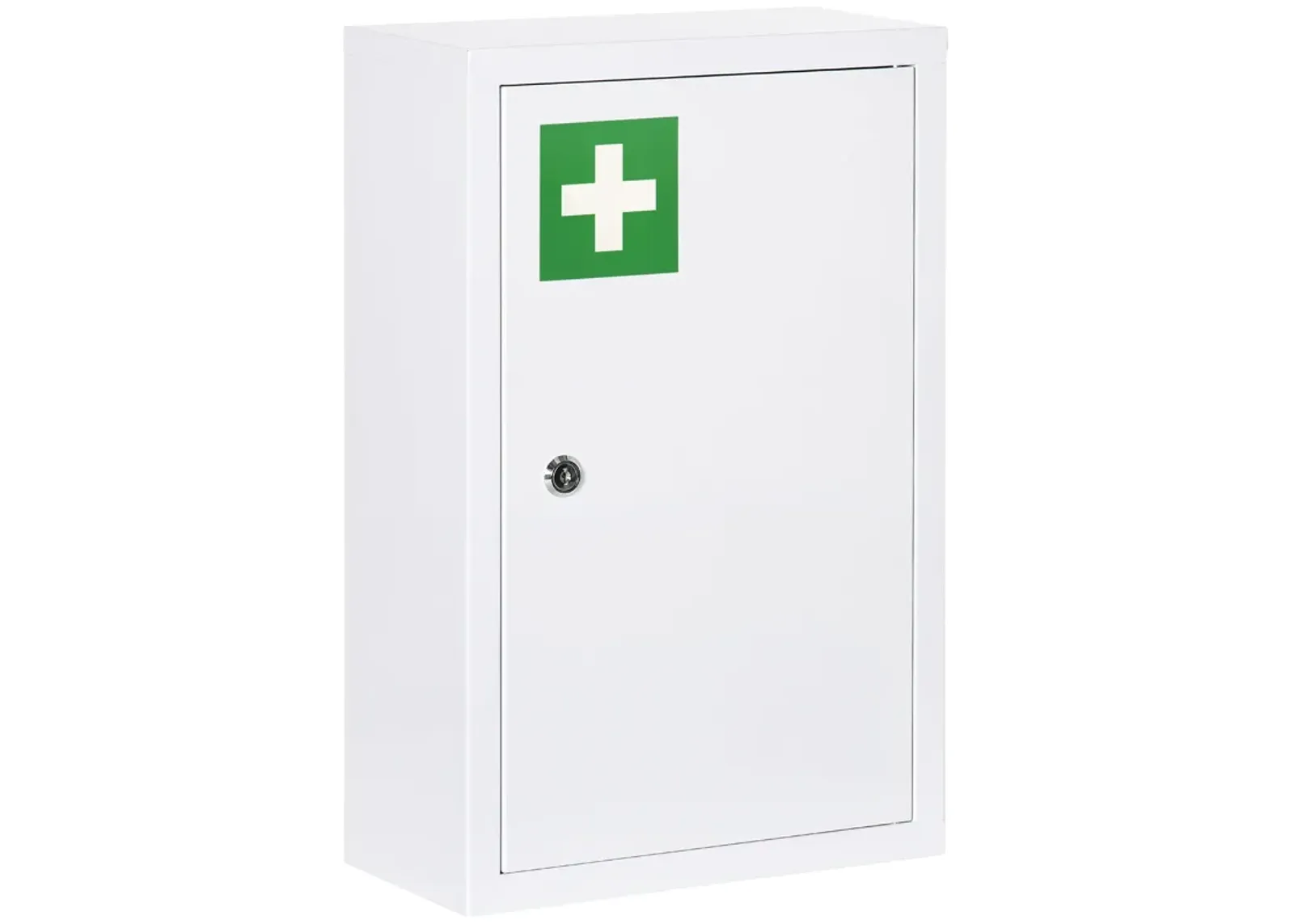 White Medicine Cabinet: 12"x18" Lockable, 3-Tier Steel with Keys