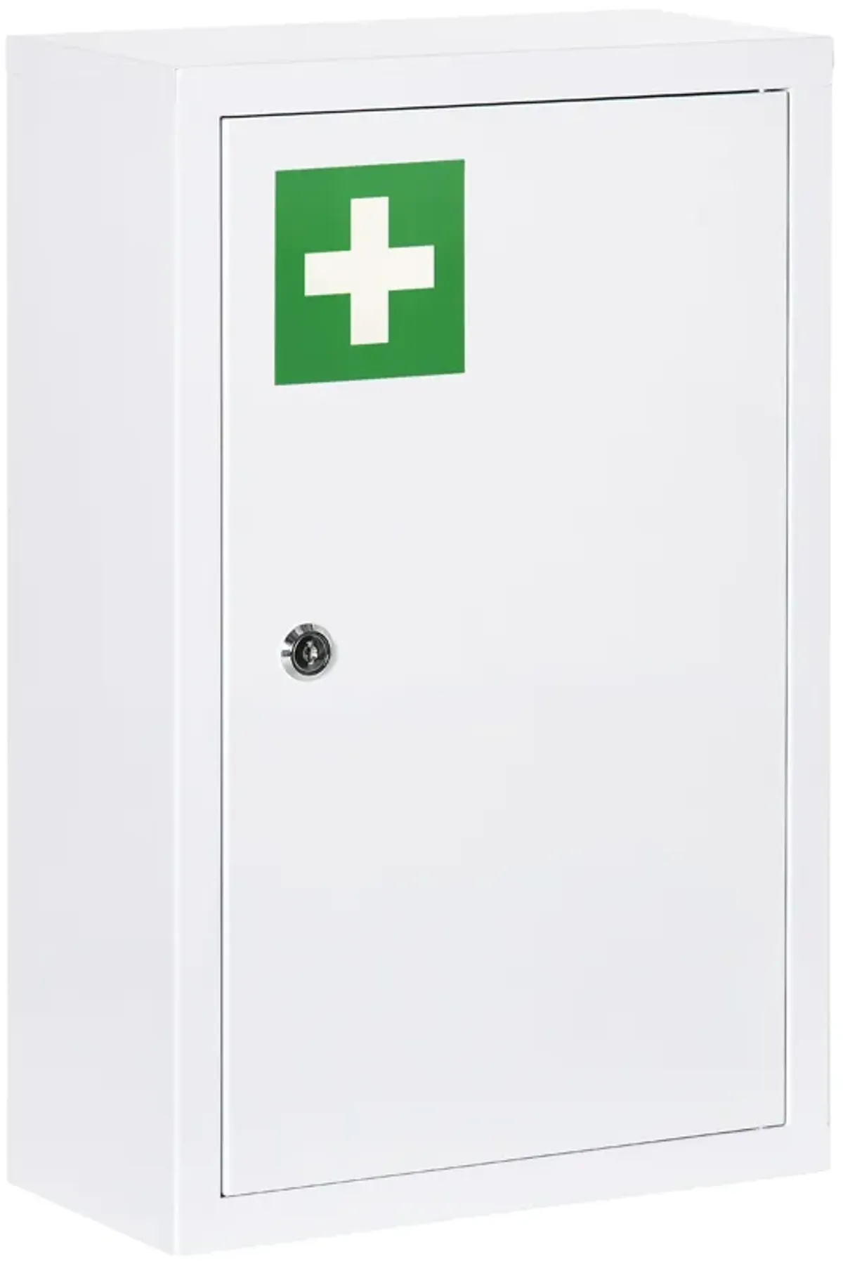 White Medicine Cabinet: 12"x18" Lockable, 3-Tier Steel with Keys