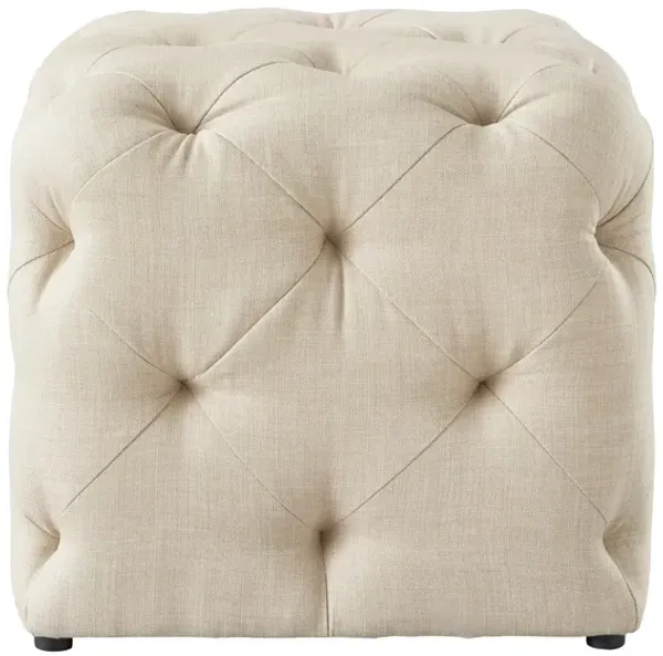 Hivvago 20" Beige Linen Cube Ottoman
