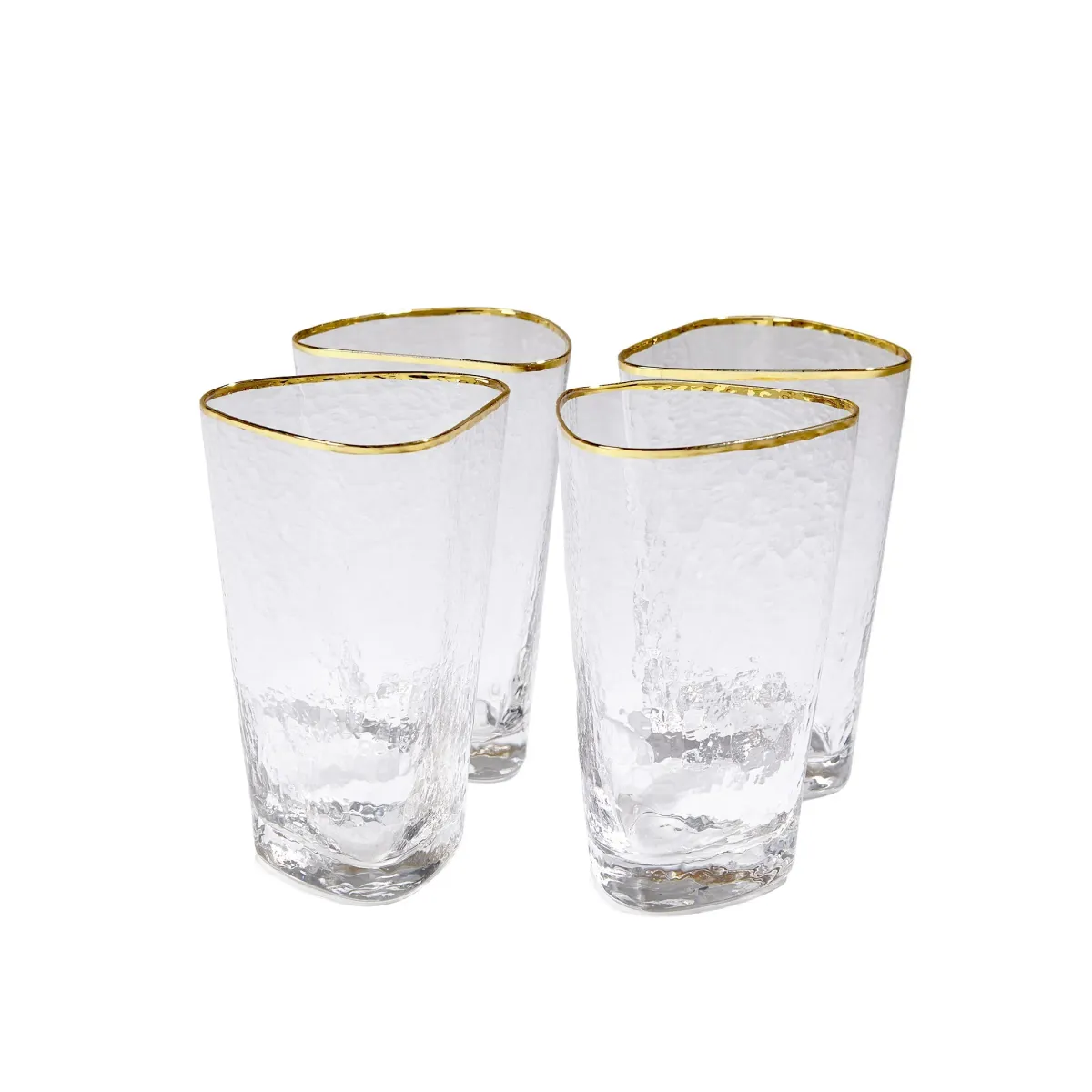 Set of 4 Hammered High Ball Glasses