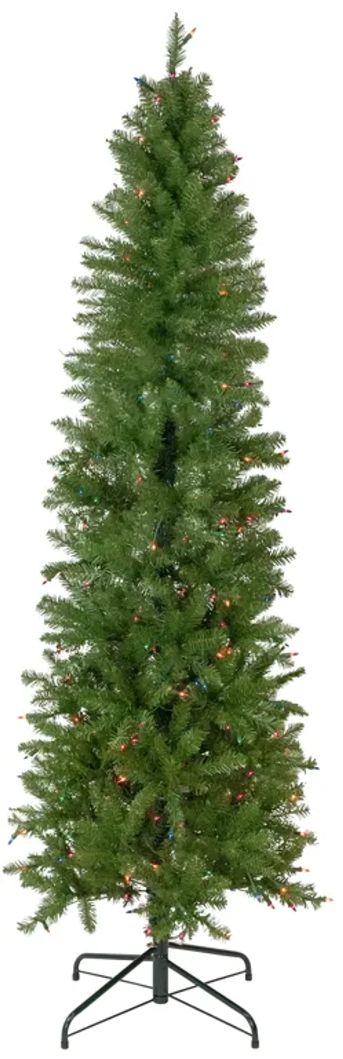 6.5' Pre-Lit Silver Lake Fir Pencil Artificial Christmas Tree  Multi Lights