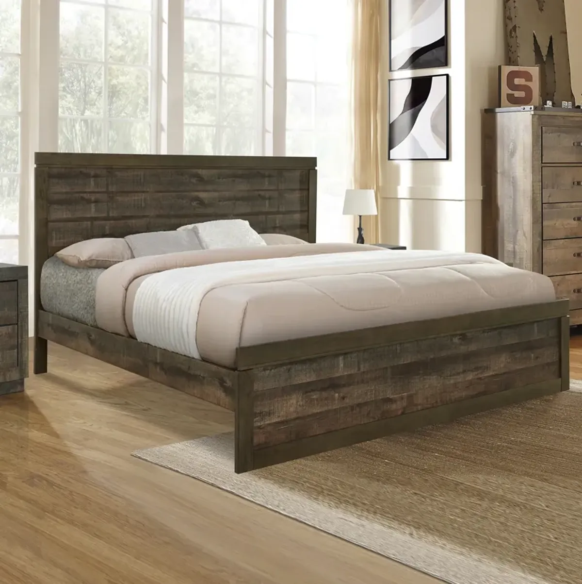 Merax Farmhouse Style Platform Bed with Headboard