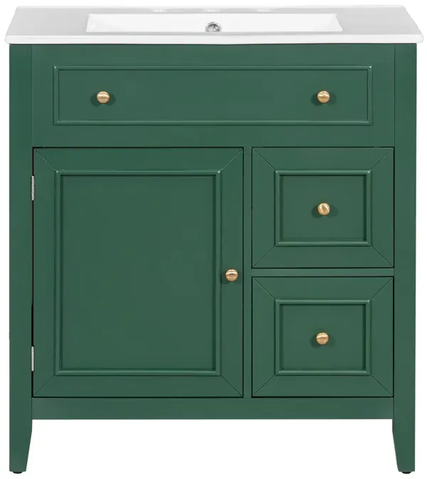 Merax Bathroom Vanity with Sink Top, Bathroom Vanity Cabinet with Door and Two Drawers
