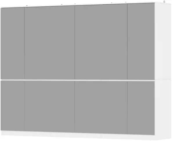 FUFU&GAGA 12-Door White Mirrored Wardrobe with True Glass Panels, Spacious Storage, and Modern Design, Ideal for Bedroom Organization, (94.5" L x 19.8" W x 70.9" H),Silver