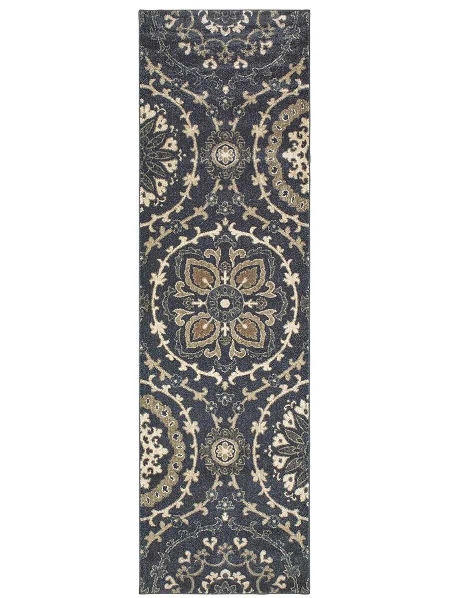 Richmond 2'3" x 7'6" Navy Rug