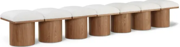 Meridian Furniture Pavilion Cream Boucle Fabric Bench