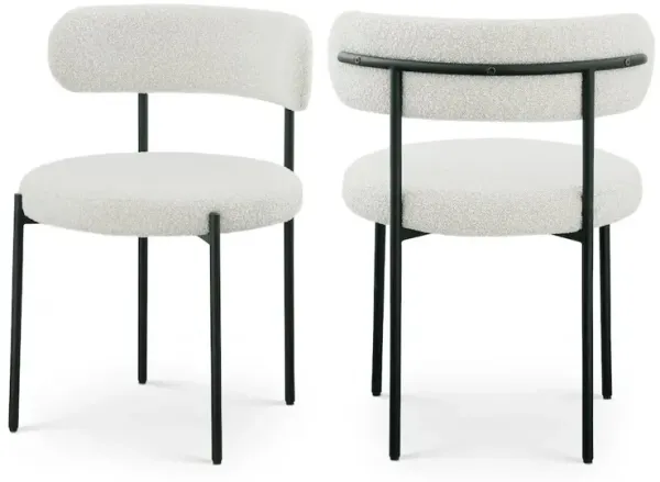Meridian Furniture Beacon Cream Boucle Fabric Dining Chair, Set of 2