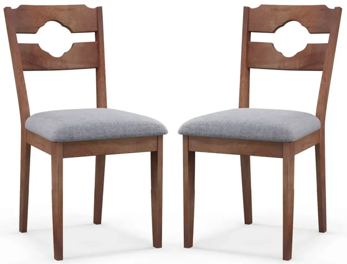 Dining Chair Set of 2 Fabric Upholstered Kitchen Chairs with Padded Seat and High Back-Gray