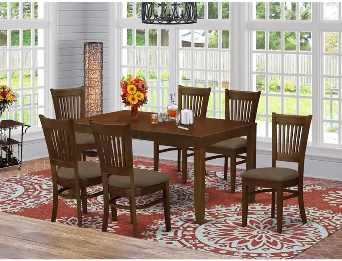 East West Furniture LYVA7-ESP-C 7 Pc Dining Table with a 12 Leaf and 6 Cushion Kitchen Chairs