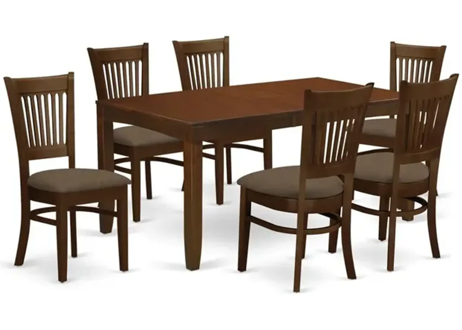 East West Furniture LYVA7-ESP-C 7 Pc Dining Table with a 12 Leaf and 6 Cushion Kitchen Chairs